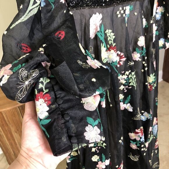 Mac Duggal 79361 EMBROIDERED BISHOP SLEEVE V NECK GOWN Black Multi Sz 6 - $798 - Picture 5 of 15